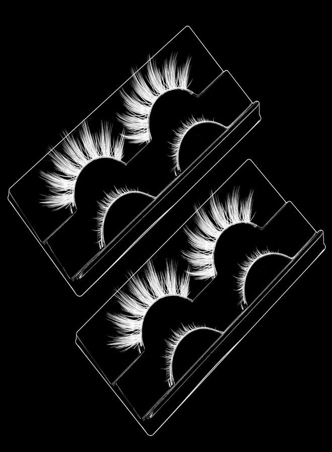 Thrymme 4 Pairs White Eyelashes, White Lashes for Christmas & Anime Events, Fluffy Manga Style False Eyelashes with Invisible Band, Japanese Style for Party & Photo Shoots - Image 1